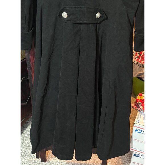 Subterranea Black Long Cotton Jacket With Silver Buttons Size S Gothic Coat - Picture 9 of 12